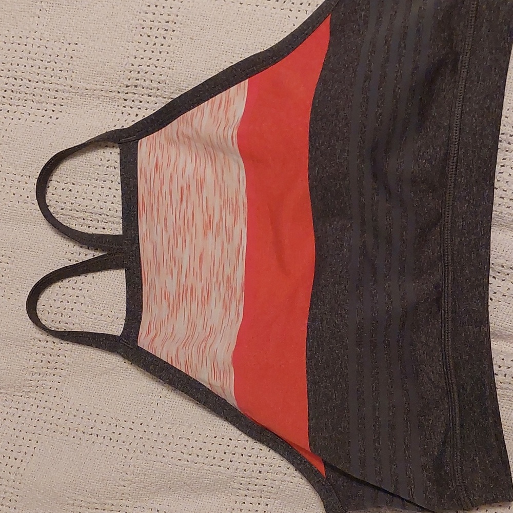 prAna Alois Bralette, High Neck, sz M, Army Green w/pinks, Excellent condition